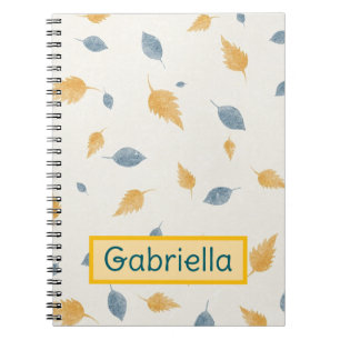 Custom Leaves Yellow Blue Soft Color Notebook