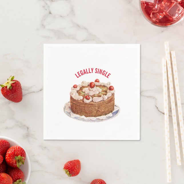 Custom LEGALLY SINGLE Funny Cake Party Napkins (Insitu)