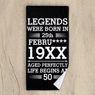 Custom Legends Were Born in Date Month Year Age Bath Towel