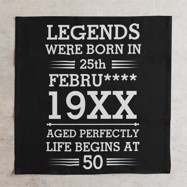 Custom Legends Were Born in Date Month Year Age Cloth Napkin (Creator Uploaded)
