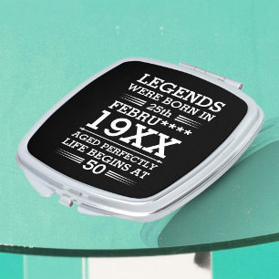 Custom Legends Were Born in Date Month Year Age Compact Mirror