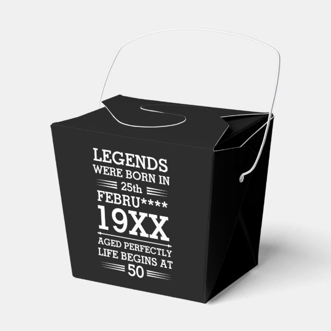 Custom Legends Were Born in Date Month Year Age Favor Boxes (Front Side)