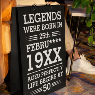 Custom Legends Were Born in Date Month Year Age Medium Gift Bag