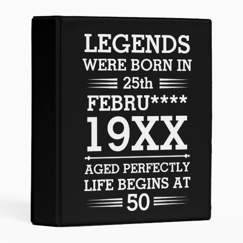 Custom Legends Were Born in Date Month Year Age Mini Binder