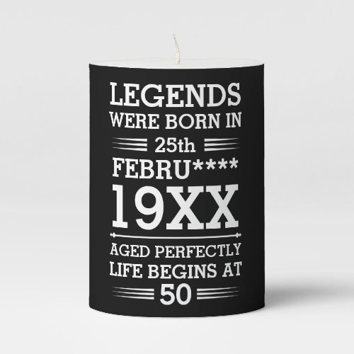 Custom Legends Were Born in Date Month Year Age Pillar Candle