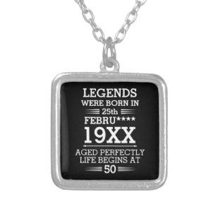 Custom Legends Were Born in Date Month Year Age Silver Plated Necklace