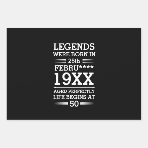 Custom Legends Were Born in Date Month Year Age Wrapping Paper Sheets