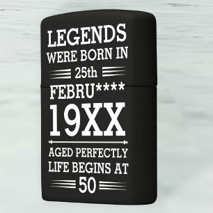 Custom Legends Were Born in Date Month Year Age Zippo Lighter