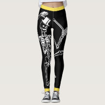 Custom Leggings DANCING SKELETON WITH TOP HAT