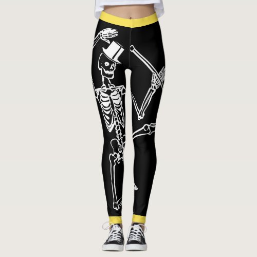 Custom Leggings DANCING SKELETON WITH TOP HAT