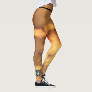 Custom Leggings INITIAL AND GOLD CLOUDS