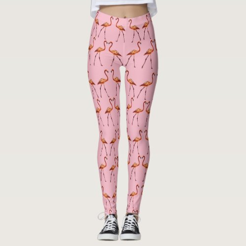 Custom Leggings Pink Flamingo