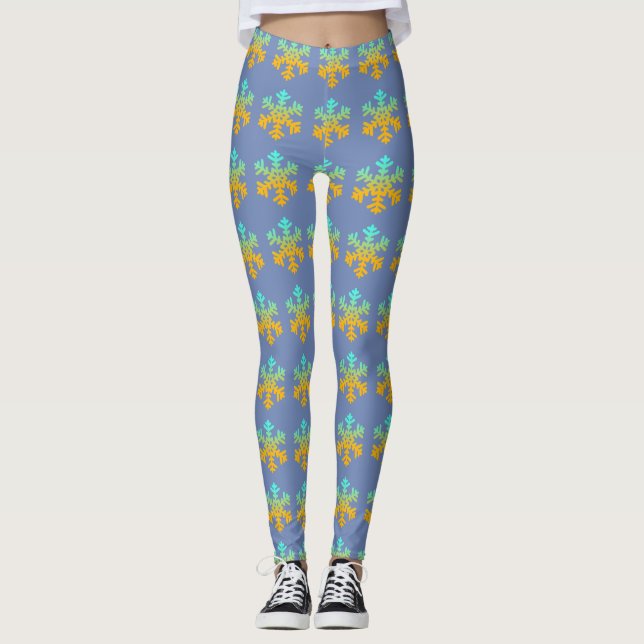 Custom Leggings Snowflakes Blue (Front)