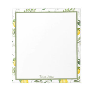Custom Lemon and Floral Notepad