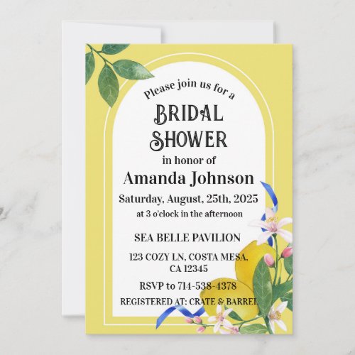 Custom Lemon Blossom Bridal Shower Invitation