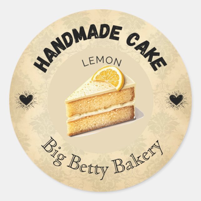 Custom Lemon Cake Labels | Personalized Bakery Pac (Front)