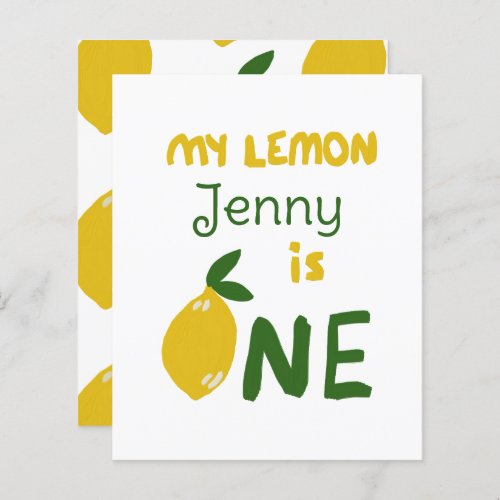 Custom lemon design baby first birthday name cute 