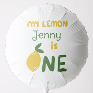 Custom lemon design baby first birthday name cute balloon