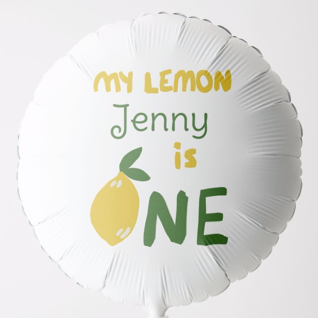 Custom lemon design baby first birthday name cute  balloon (Front)