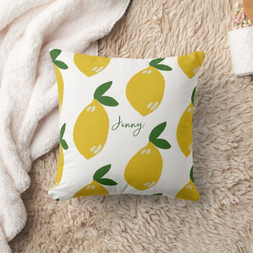 Custom lemon design baby first birthday name cute  throw pillow