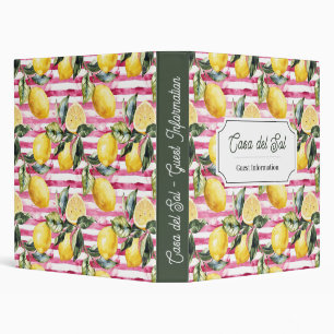 Custom Lemon Guest Information Binder