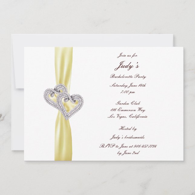 Custom Lemon Hearts Bachelorette Party Invitation (Front)