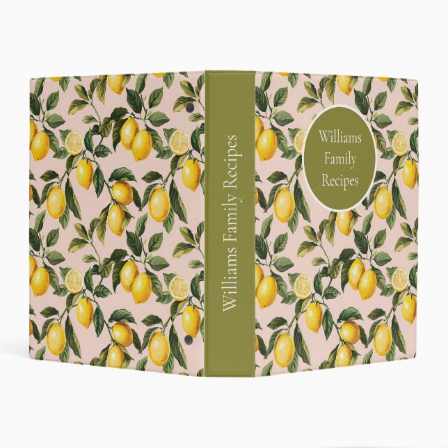  Custom Lemon Pattern Summer Recipe Organizer Mini Binder (Background)
