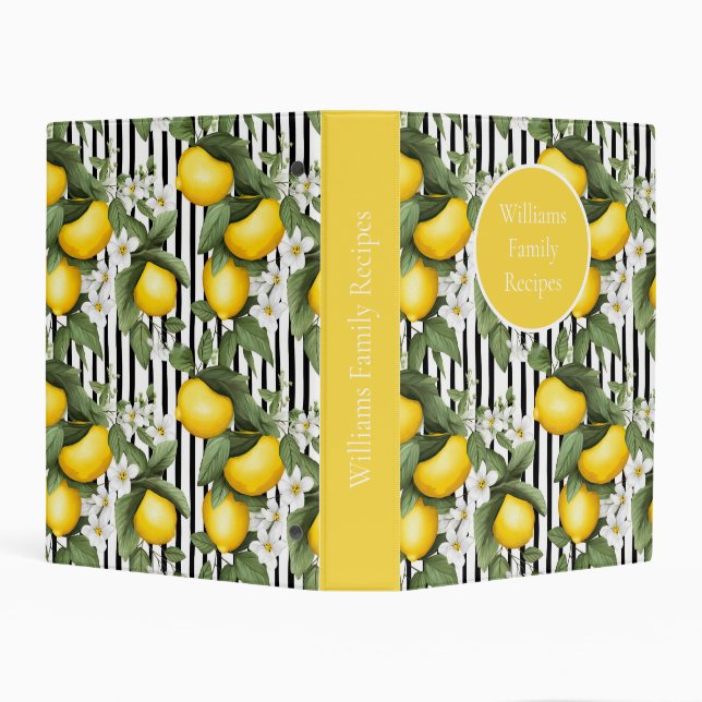  Custom Lemon Pattern Summer Recipe Organizer Mini Binder (Background)