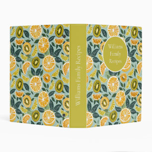 Custom Lemon Pattern Summer Recipe Organizer Mini Binder
