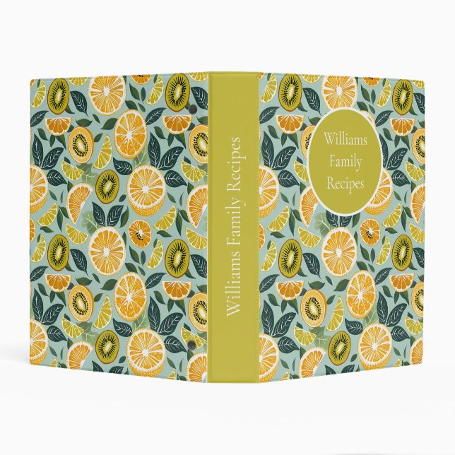  Custom Lemon Pattern Summer Recipe Organizer Mini Binder (Background)