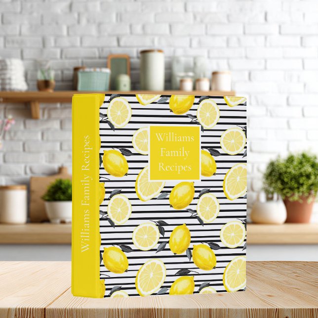  Custom Lemon Pattern Summer Recipe Organizer Mini Binder (Creator Uploaded)
