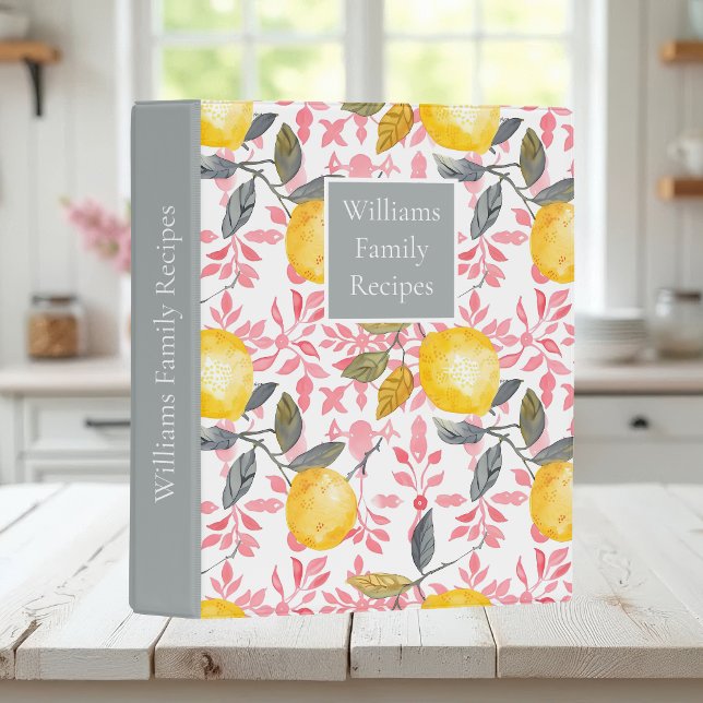  Custom Lemon Pattern Summer Recipe Organizer Mini Binder (Creator Uploaded)