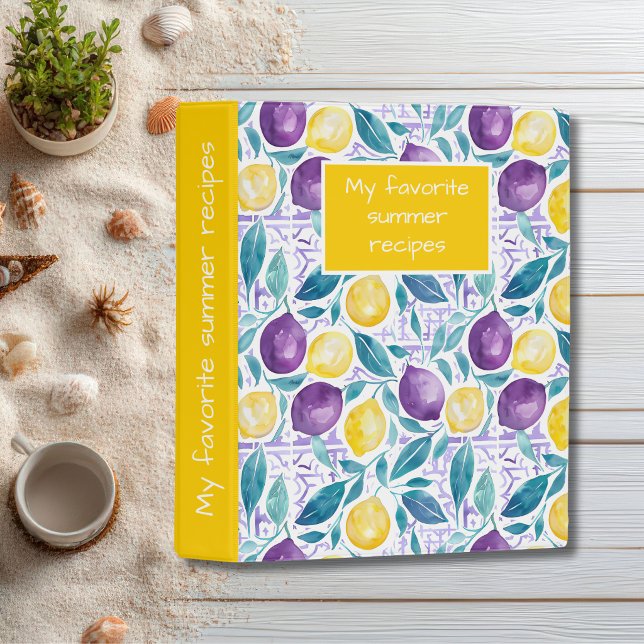  Custom Lemon Pattern Summer Recipe Organizer Mini Binder (Creator Uploaded)