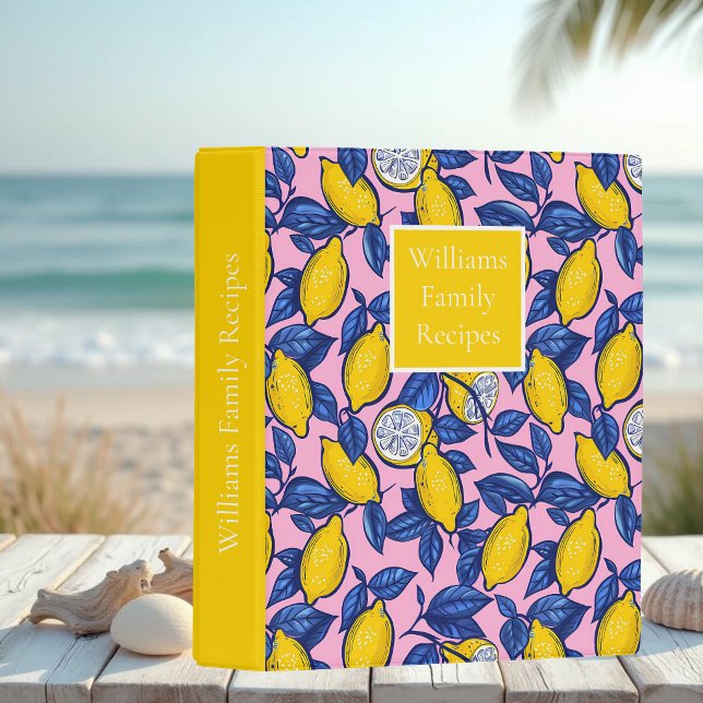  Custom Lemon Pattern Summer Recipe Organizer Mini Binder (Creator Uploaded)