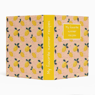 Custom Lemon Pattern Summer Recipe Organizer Mini Binder