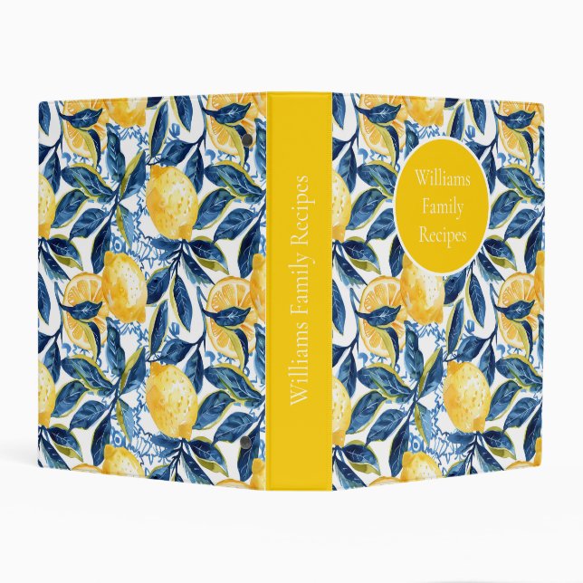  Custom Lemon Pattern Summer Recipe Organizer Mini Binder (Background)