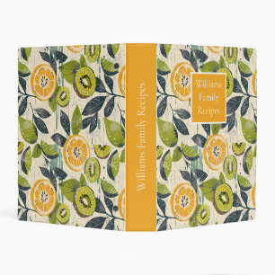Custom Lemon Pattern Summer Recipe Organizer Mini Binder