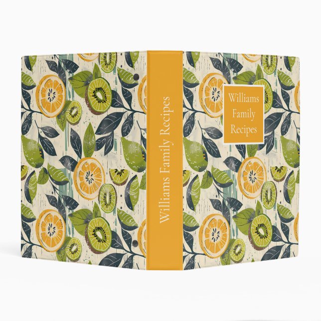  Custom Lemon Pattern Summer Recipe Organizer Mini Binder (Background)