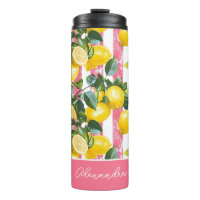 Custom Lemon Pattern Water Bottle with Name