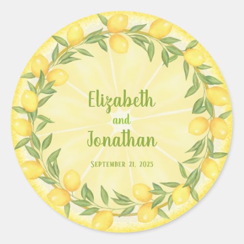 Custom Lemon Slice and Wreath Wedding  Stickers