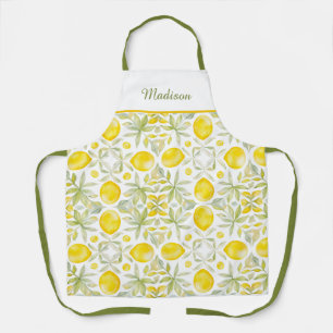 Custom Lemon Watercolor Pattern Apron
