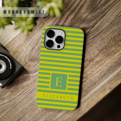 Custom Lemon Yellow Lime Green Color Stripes  Case_Mate iPhone 14 Pro Max Case