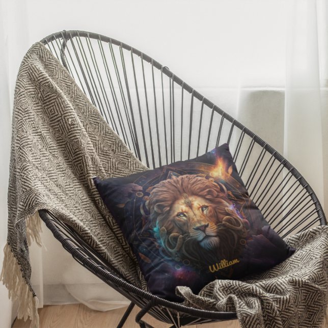 Custom Leo Zodiac Horoscope Fantasy Sun Sign Throw Pillow (Creator Uploaded)