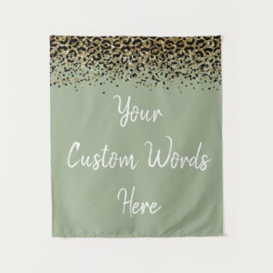 Custom Leopard Birthday Party Photo Booth Sage Tapestry