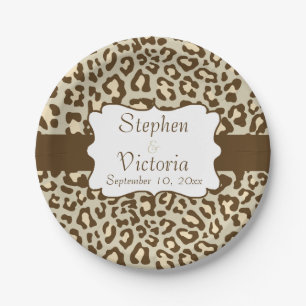 Custom Leopard Brown Tan Peach Paper Plates