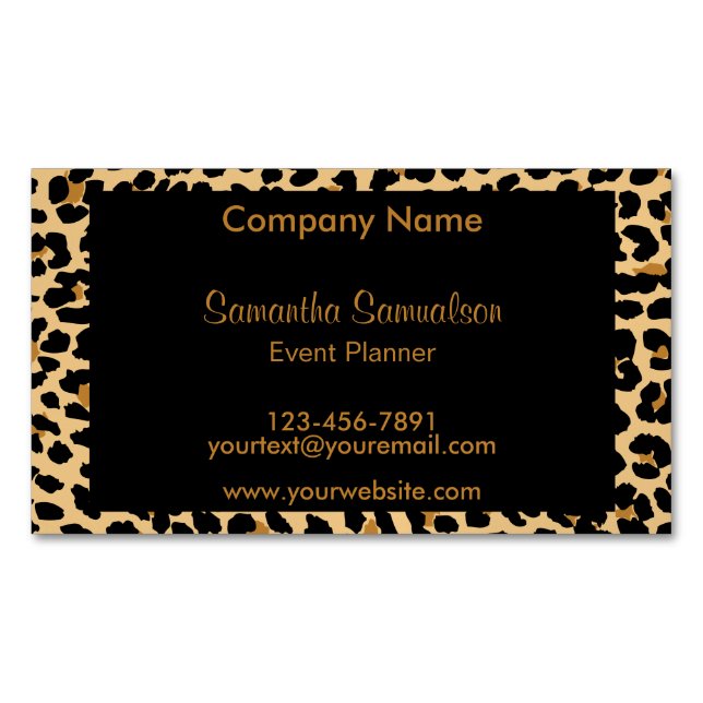 Custom Leopard Pattern Magnetic Business Cards (Front)