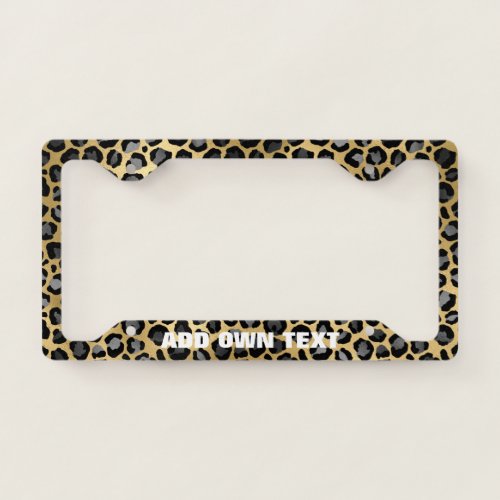 Custom Leopard Print  Black  Gold  Gray License Plate Frame