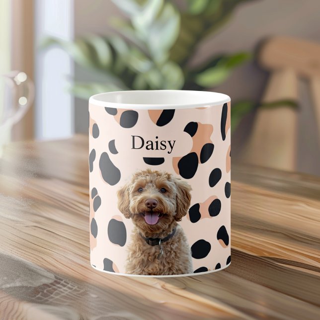 Custom Leopard Print Dog Photo with Name Coffee Mug (Creator Uploaded)
