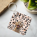 Custom Leopard Print Dog Photo with Name Keychain<br><div class="desc">Carry a piece of your beloved pet with you wherever you go with our Custom Leopard Print Dog Photo with Name Keychain! This stylish keychain features a chic leopard print design, personalized with a photo of your dog and their name, making it a unique and fashionable accessory. Perfect for dog...</div>