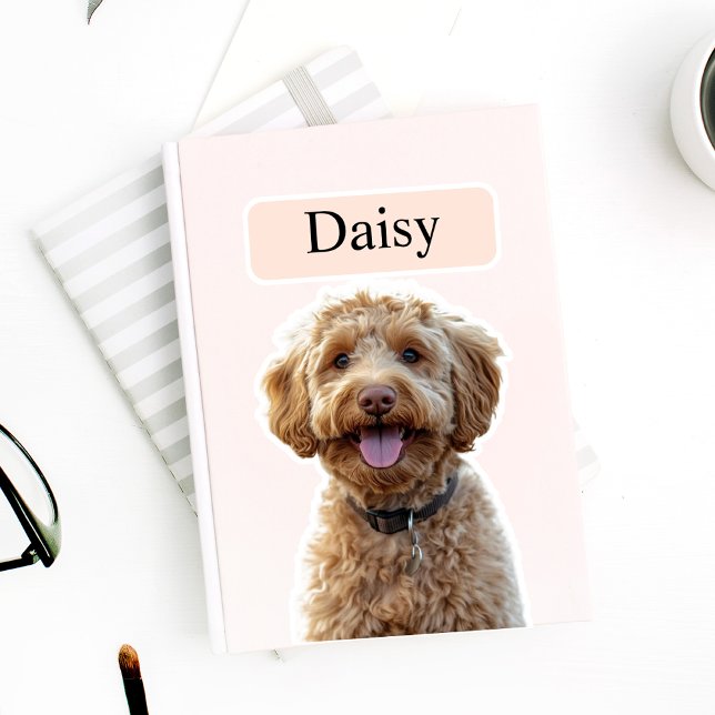 Custom Leopard Print Dog Photo with Name  Sticker (Creator Uploaded)